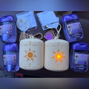 2 Rapunzel Bath and Body Works pocketbac Keychain sanitizer holder 4 gels set